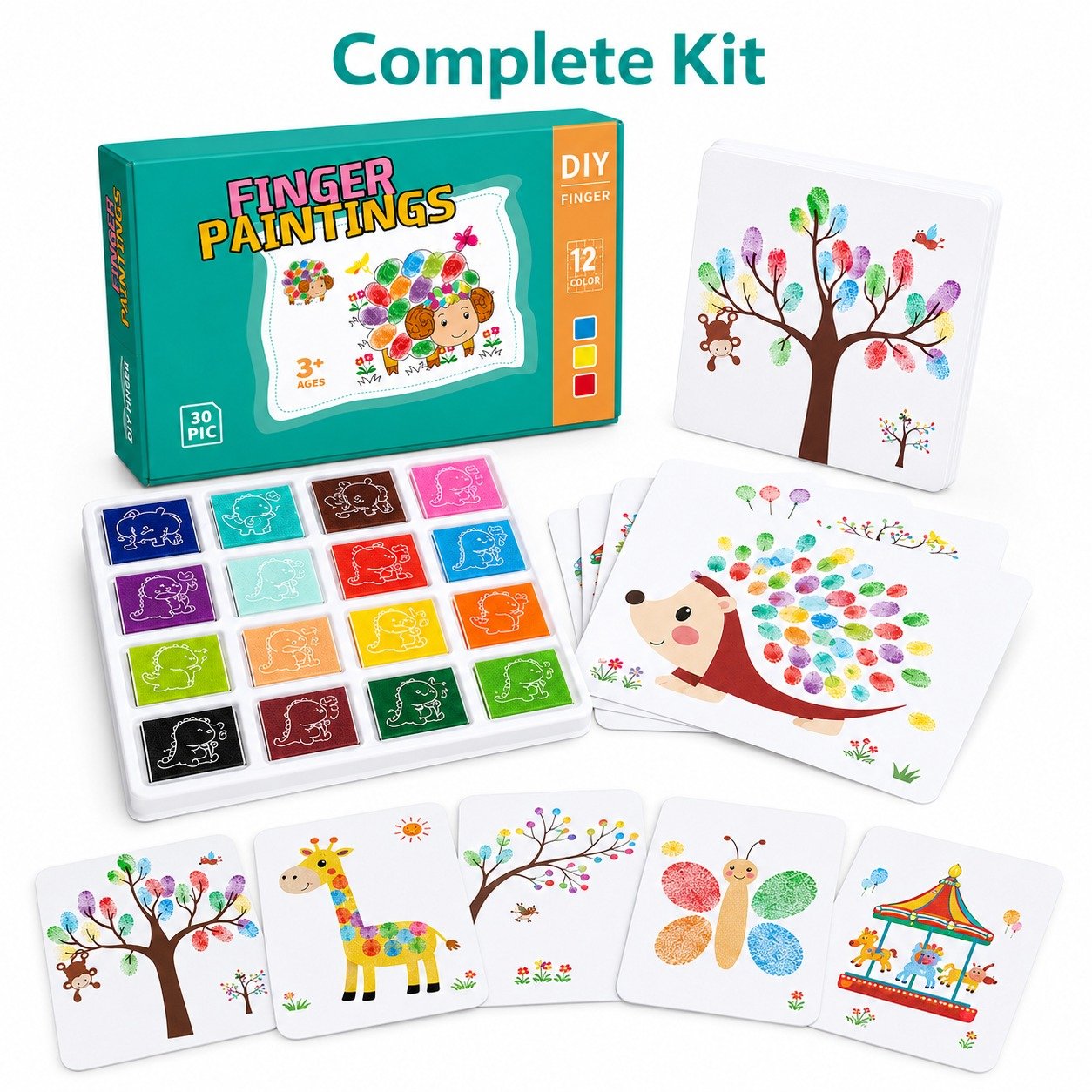Complete finger painting kit contents