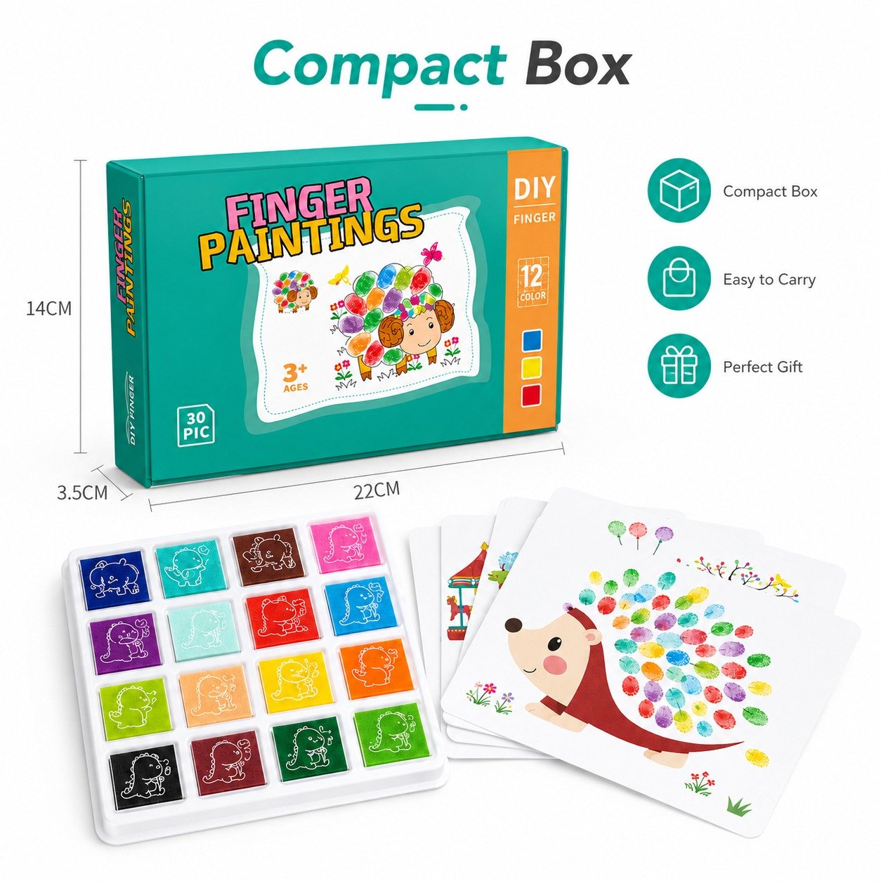 Compact travel box with dimensions